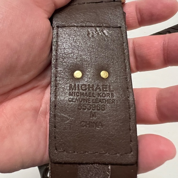 Michael Kors Womens Vintage Dark Brown Wrapped Gold Grommet Leather Belt Size M main image 9